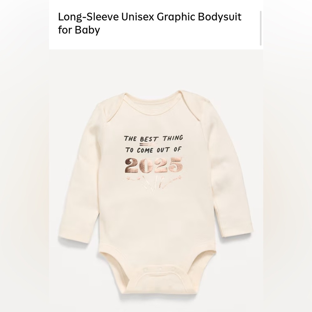 NWT Old Navy Happy New Year Long Sleeve Unisex Graphic Bodysuit Onesie 2025 🥳
